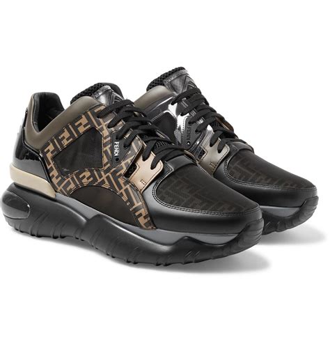 fendi printed leather sneakers|fendi sneakers sale men's.